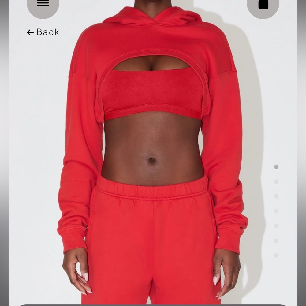 Red Fleece Super Cropped Hoodie